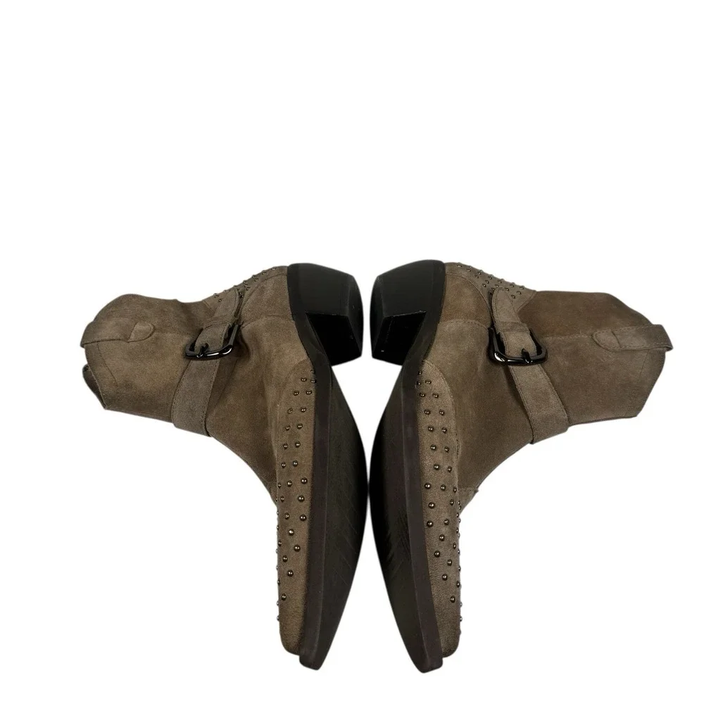 Emanuele Crasto‎ Suede Studded Western Cowgirl Boho Point Toe Ankle Booties 7.5